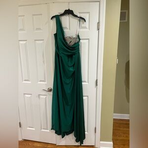 Portia and Scarlett One Shoulder Green Dress with Silver Embellishments